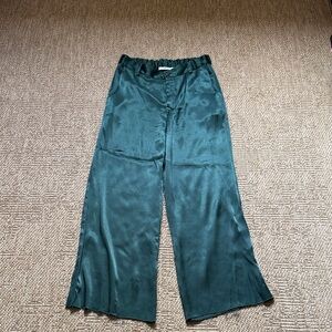 Pharaoh collection Satin Wide-Leg Pants in green bottle